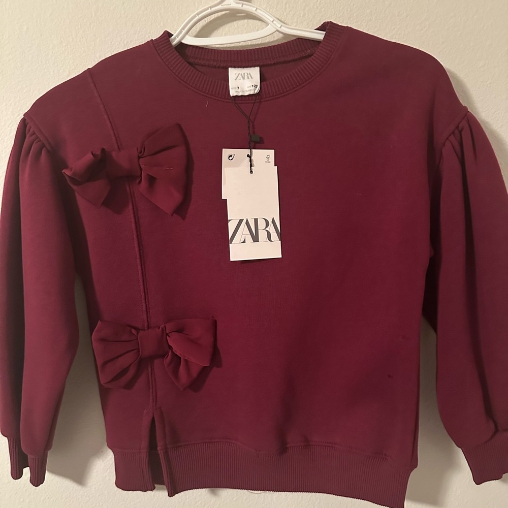 Zara Burgundy Sweatshirt with Bows